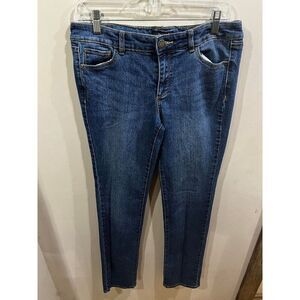 Daisy Fuentes Jeans Women's Size 10 Straight Leg Mid Rise Dark Wash Stretch